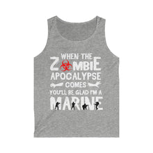 Load image into Gallery viewer, Zoombie Apocalypse Comes I Am A Marine Men's Softstyle Tank Top