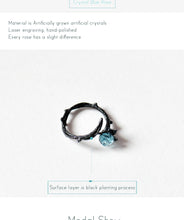 Load image into Gallery viewer, Thaya Rose Thorns s925 Silver Rings Blue Crystal Rose Flower Vintage Plant Valentine's Gift for Women Knot Black Fine Jewelry