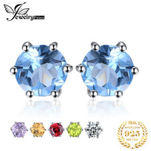 Load image into Gallery viewer, Genuine Amethyst Garnet Peridot Topaz Stud Earrings 925 Sterling Silver Earrings For Women Korean Earings Fashion Jewelry 2021
