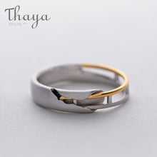Load image into Gallery viewer, Thaya Train Rail Design Moonstone Lover Rings Gold and Hollow 925 Silver Eleglant Jewelry for Women Gemstone Sweet Gift
