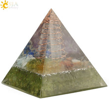 Load image into Gallery viewer, CSJA 49x49mm Orgone Pyramid Orgonite Energy Converter Natural Gravel Chakra Resin Metal Spiral Healing Luck Home Decoration G258