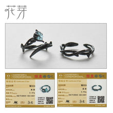 Load image into Gallery viewer, Thaya Rose Thorns s925 Silver Rings Blue Crystal Rose Flower Vintage Plant Valentine's Gift for Women Knot Black Fine Jewelry
