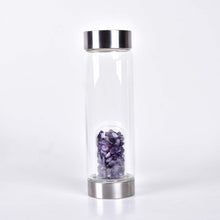 Load image into Gallery viewer, Natural Quartz Gemstone Crystal Glass Elixir Water Bottle Point Hand-Carved Gemstone Healing Glass Energyr Water Bottle
