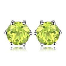 Load image into Gallery viewer, Genuine Amethyst Garnet Peridot Topaz Stud Earrings 925 Sterling Silver Earrings For Women Korean Earings Fashion Jewelry 2021