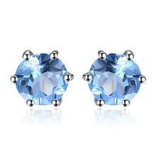 Load image into Gallery viewer, Genuine Amethyst Garnet Peridot Topaz Stud Earrings 925 Sterling Silver Earrings For Women Korean Earings Fashion Jewelry 2021