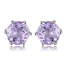 Load image into Gallery viewer, Genuine Amethyst Garnet Peridot Topaz Stud Earrings 925 Sterling Silver Earrings For Women Korean Earings Fashion Jewelry 2021