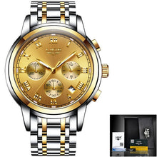 Load image into Gallery viewer, Reloj Hombre LIGE All Gold Watches Mens 2020 Luxury Fashion Quartz Wristwatch Analog Chronograph Men Watch Waterproof Clock+Box