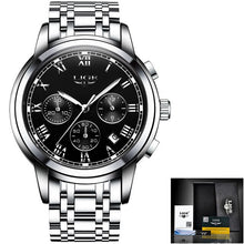 Load image into Gallery viewer, Reloj Hombre LIGE All Gold Watches Mens 2020 Luxury Fashion Quartz Wristwatch Analog Chronograph Men Watch Waterproof Clock+Box
