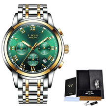 Load image into Gallery viewer, Reloj Hombre LIGE All Gold Watches Mens 2020 Luxury Fashion Quartz Wristwatch Analog Chronograph Men Watch Waterproof Clock+Box