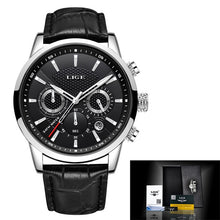 Load image into Gallery viewer, Reloje 2020 LIGE Stainless Steel Rose Gold Case Men Watch Male Leather Automatic date Quartz Watches Mens Waterproof Sport Clock
