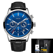 Load image into Gallery viewer, Reloje 2020 LIGE Stainless Steel Rose Gold Case Men Watch Male Leather Automatic date Quartz Watches Mens Waterproof Sport Clock
