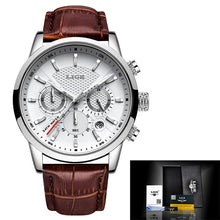 Load image into Gallery viewer, Reloje 2020 LIGE Stainless Steel Rose Gold Case Men Watch Male Leather Automatic date Quartz Watches Mens Waterproof Sport Clock