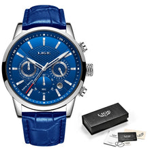Load image into Gallery viewer, Reloje 2020 LIGE Stainless Steel Rose Gold Case Men Watch Male Leather Automatic date Quartz Watches Mens Waterproof Sport Clock