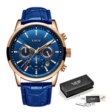 Load image into Gallery viewer, Reloje 2020 LIGE Stainless Steel Rose Gold Case Men Watch Male Leather Automatic date Quartz Watches Mens Waterproof Sport Clock