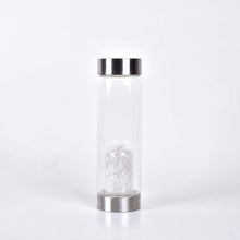 Load image into Gallery viewer, Natural Quartz Gemstone Crystal Glass Elixir Water Bottle Point Hand-Carved Gemstone Healing Glass Energyr Water Bottle
