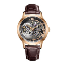Load image into Gallery viewer, OBLVLO Casual Watches Mens Skeleton Dial Calfskin Leather Band Rose Gold Watches Automatic Watches for Men Montre Homme VM 1