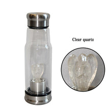 Load image into Gallery viewer, Quartz Gemstone Crystal Glass Elixir Water Bottle Point Hand-Carved 2 inches Angel Cup Crystal Wand gift