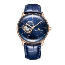 Load image into Gallery viewer, New Reef Tiger/RT Luxury Rose Gold Watch Men's Automatic Mechanical Watches Tourbillon Watches with Brown Leather Strap RGA8239