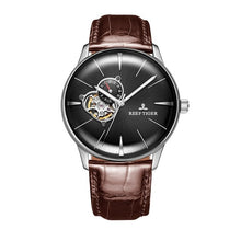 Load image into Gallery viewer, New Reef Tiger/RT Luxury Rose Gold Watch Men's Automatic Mechanical Watches Tourbillon Watches with Brown Leather Strap RGA8239