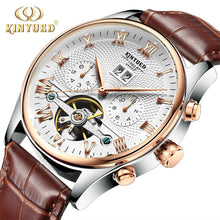Load image into Gallery viewer, KINYUED Skeleton Tourbillon Mechanical Watch Men Automatic Classic Rose Gold Leather Mechanical Wrist Watches Reloj Hombre 2020
