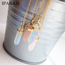Load image into Gallery viewer, IPARAM Fashion Trend Crystals Necklace Bohemian Hexagon Opal Pendant Necklace Female Hexagon Crystal Necklace Gift 2020 NEW