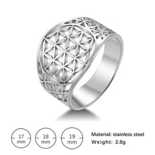 Load image into Gallery viewer, Dawapara Hollow Flower of Life Wedding Bands Rose Gold Stainless Steel Jewelry Crystal Engagement Ring