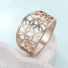 Load image into Gallery viewer, Dawapara Hollow Flower of Life Wedding Bands Rose Gold Stainless Steel Jewelry Crystal Engagement Ring