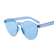 Load image into Gallery viewer, New One Piece Rimless Lens Blue Sunglasses Women Transparent Plastic Glasses Style Sun Glasses Female Clear Candy Color Lady