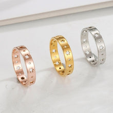 Load image into Gallery viewer, Dawapara Hyperbole Party Rings Four-leaf Clover Hollow Wedding Bands Ring Stainless Steel Jewelry Rose Gold