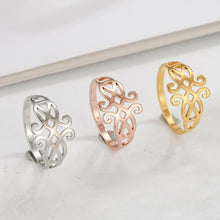 Load image into Gallery viewer, Dawapara Hyperbole Party Rings Four-leaf Clover Hollow Wedding Bands Ring Stainless Steel Jewelry Rose Gold