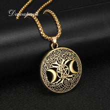 Load image into Gallery viewer, Dawapara Triple Moon Goddess Wicca Pentagram Magic supernatural Amulet Necklace Women tree of life moon necklaces pendants