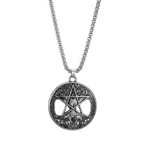 Load image into Gallery viewer, Dawapara Triple Moon Goddess Wicca Pentagram Magic supernatural Amulet Necklace Women tree of life moon necklaces pendants