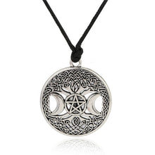 Load image into Gallery viewer, Dawapara Triple Moon Goddess Wicca Pentagram Magic supernatural Amulet Necklace Women tree of life moon necklaces pendants
