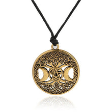 Load image into Gallery viewer, Dawapara Triple Moon Goddess Wicca Pentagram Magic supernatural Amulet Necklace Women tree of life moon necklaces pendants