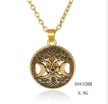Load image into Gallery viewer, Dawapara Triple Moon Goddess Wicca Pentagram Magic supernatural Amulet Necklace Women tree of life moon necklaces pendants