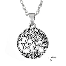 Load image into Gallery viewer, Dawapara Triple Moon Goddess Wicca Pentagram Magic supernatural Amulet Necklace Women tree of life moon necklaces pendants