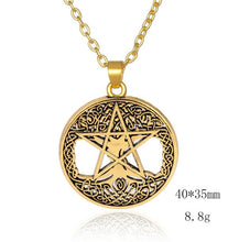 Load image into Gallery viewer, Dawapara Triple Moon Goddess Wicca Pentagram Magic supernatural Amulet Necklace Women tree of life moon necklaces pendants