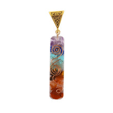 Load image into Gallery viewer, Retro Reiki Healing Colorful Chips Stone Natural Chakra Orgone Energy Pendant Necklace Pendulum Amulet Orgonite Crystal Necklace