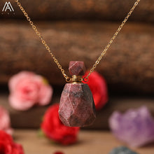 Load image into Gallery viewer, Natural Purple Agates Smoky Color Quartz Rainbow Fluorite Stone Gold Perfume Bottle Pendant For Necklace Making Women Jewelry