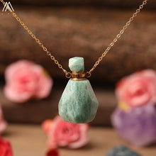 Load image into Gallery viewer, Natural Purple Agates Smoky Color Quartz Rainbow Fluorite Stone Gold Perfume Bottle Pendant For Necklace Making Women Jewelry