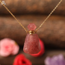 Load image into Gallery viewer, Natural Purple Agates Smoky Color Quartz Rainbow Fluorite Stone Gold Perfume Bottle Pendant For Necklace Making Women Jewelry