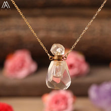 Load image into Gallery viewer, Natural Purple Agates Smoky Color Quartz Rainbow Fluorite Stone Gold Perfume Bottle Pendant For Necklace Making Women Jewelry