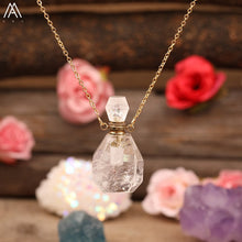 Load image into Gallery viewer, Beauty Essential Oil Pendant Jewelry Natural Smoky Color Quartz Turquoises Fluorite Perfume Bottle For Women Necklace Jewelry