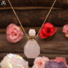 Load image into Gallery viewer, Beauty Essential Oil Pendant Jewelry Natural Smoky Color Quartz Turquoises Fluorite Perfume Bottle For Women Necklace Jewelry