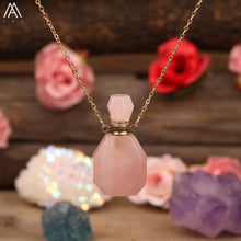 Load image into Gallery viewer, Beauty Essential Oil Pendant Jewelry Natural Smoky Color Quartz Turquoises Fluorite Perfume Bottle For Women Necklace Jewelry