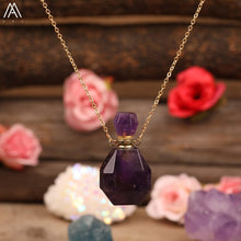 Load image into Gallery viewer, Beauty Essential Oil Pendant Jewelry Natural Smoky Color Quartz Turquoises Fluorite Perfume Bottle For Women Necklace Jewelry