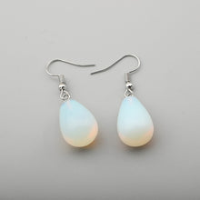 Load image into Gallery viewer, Water Drop Natural Stone Dangle Earring for Women Tiger Eye Clear Quartz Lapis Opal Obsidian Drop Cone Bead Hook Earrings