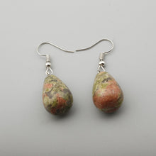 Load image into Gallery viewer, Water Drop Natural Stone Dangle Earring for Women Tiger Eye Clear Quartz Lapis Opal Obsidian Drop Cone Bead Hook Earrings