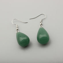 Load image into Gallery viewer, Water Drop Natural Stone Dangle Earring for Women Tiger Eye Clear Quartz Lapis Opal Obsidian Drop Cone Bead Hook Earrings