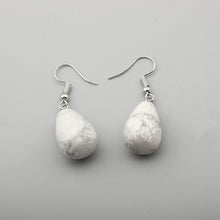 Load image into Gallery viewer, Water Drop Natural Stone Dangle Earring for Women Tiger Eye Clear Quartz Lapis Opal Obsidian Drop Cone Bead Hook Earrings